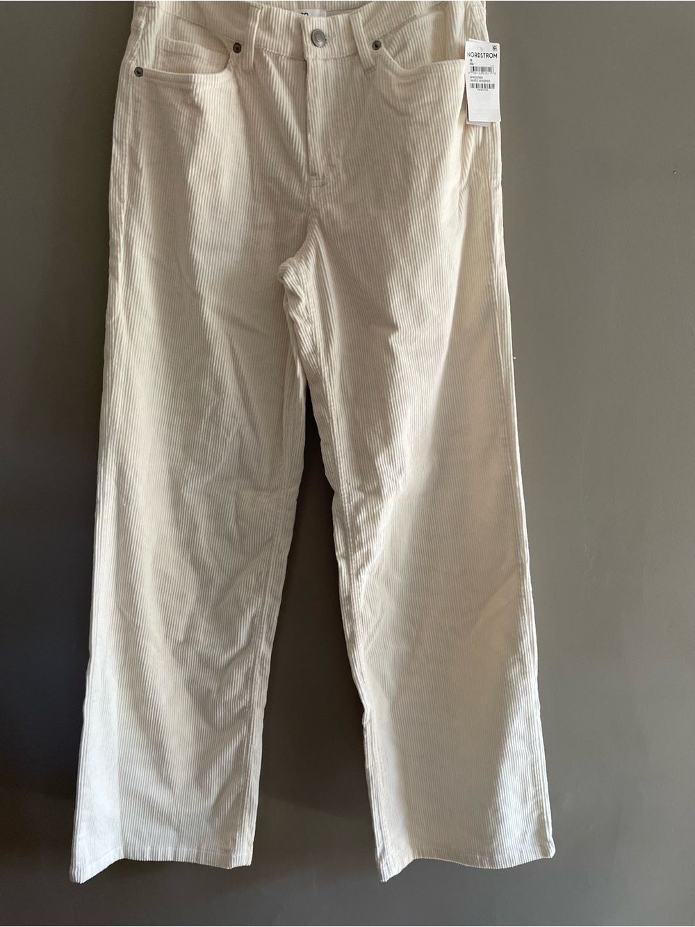 Nordstrom Bp. Women's Cotton Blend White Whisper Corduroy Five Pocket Pants 26